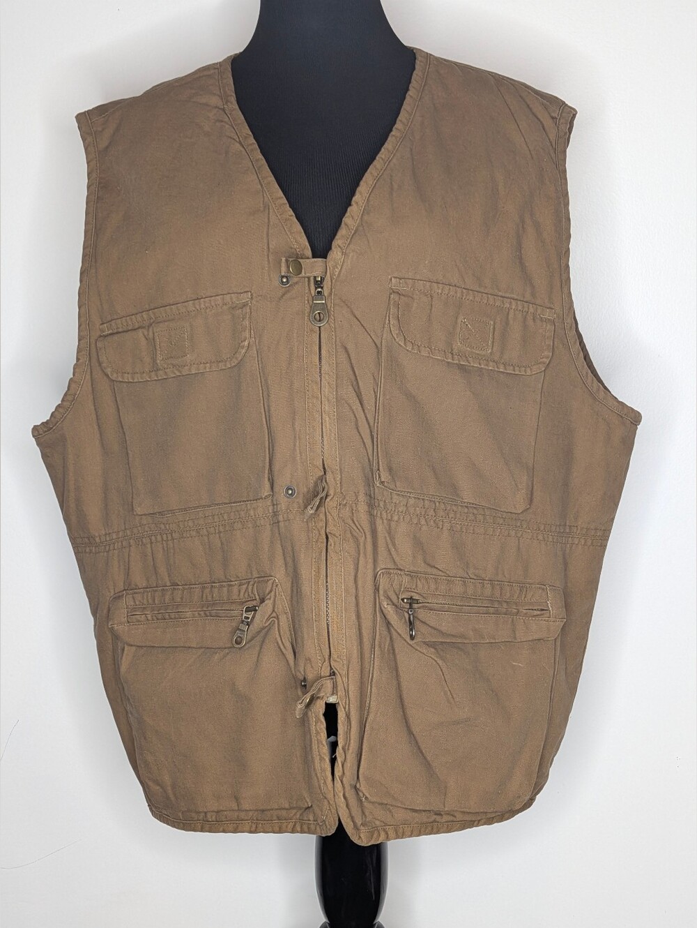 Urban Equipment Brown Tactical Utility Multi Pocket Zip Up Vest Men's Size XL